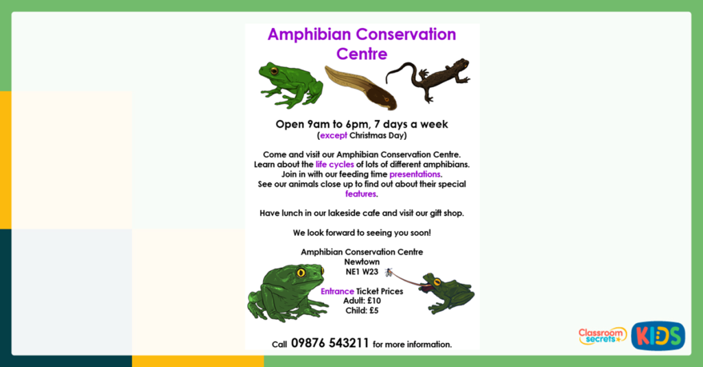 Year 2 Animals Reading Comprehension Amphibian Conservation Centre |  Classroom Secrets Kids