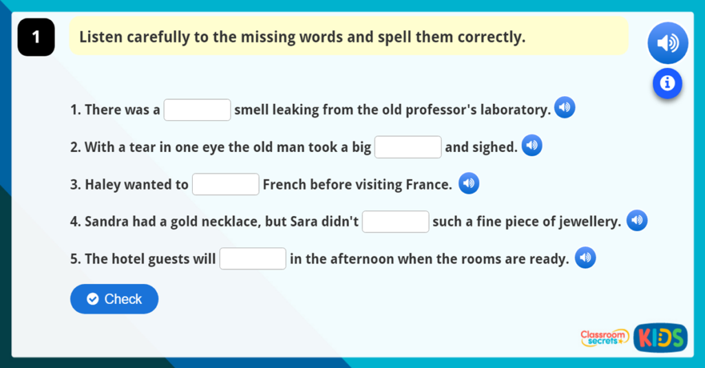 Spellings in Sentences Online Games