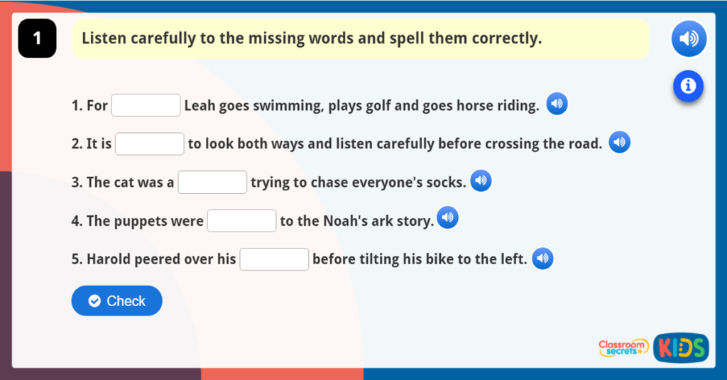 Year 5 and 6 Spelling Activity 7