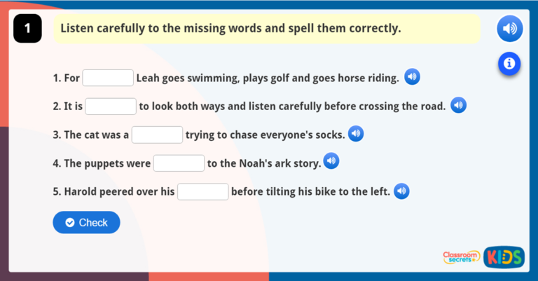 Year 5 and 6 Spelling Activity 7 | Classroom Secrets Kids