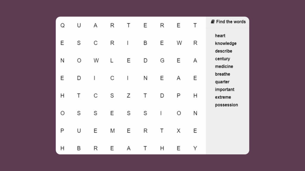Spelling Challenge for Year 3 and Year 4 Word Search