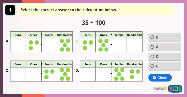 Year 4 Divide 1 or 2 Digits by 100 | Classroom Secrets Kids