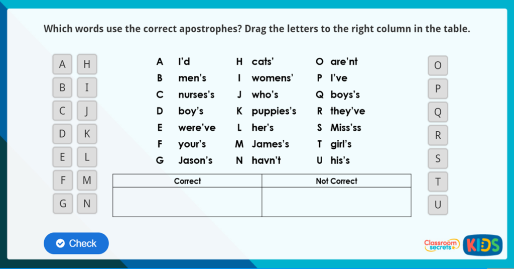 Year 4 Apostrophes Online Learning