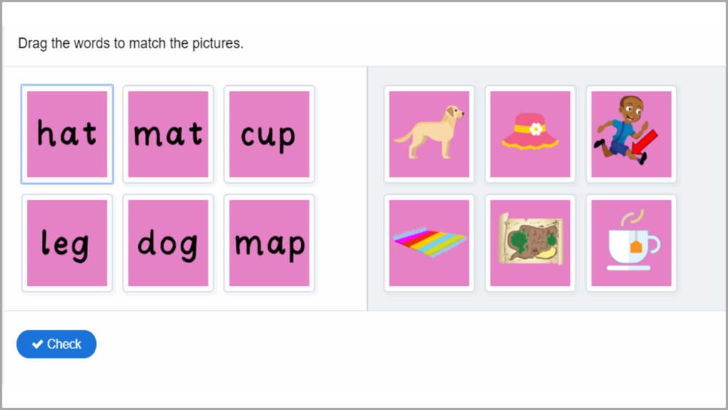 Phase 2 Phonics Match Words to Pictures Game 2
