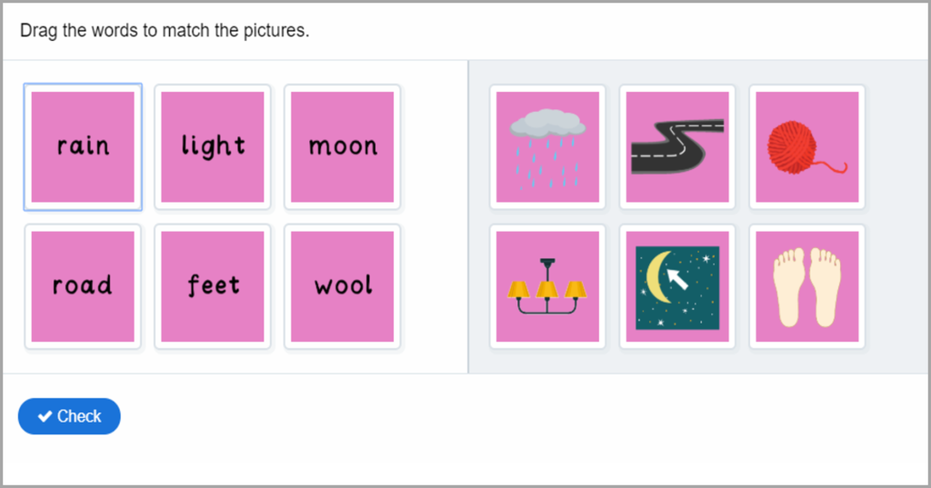 Phase 3 Phonics Match Words to Pictures Game 3