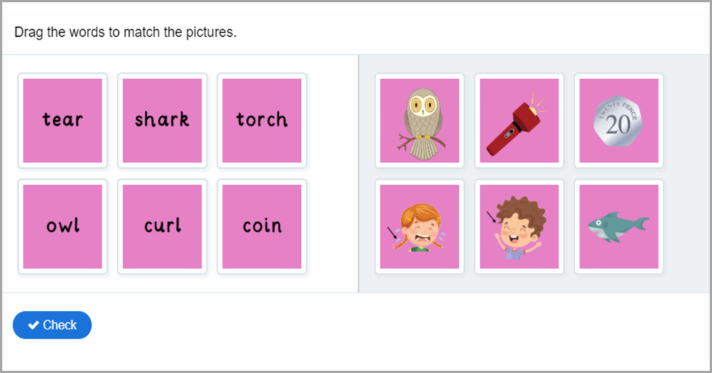 Phase 3 Phonics Match Words to Pictures Game 4