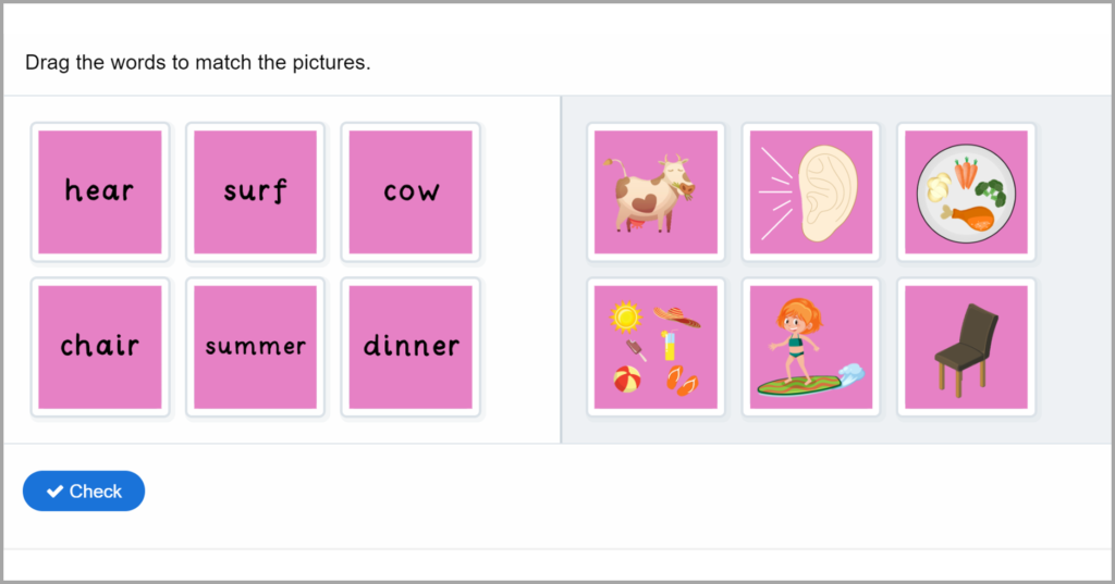 Phase 3 Phonics Match Words to Pictures Game 5