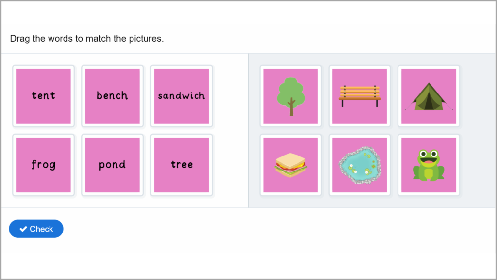 Phase 4 Phonics Match Words to Pictures Game 1
