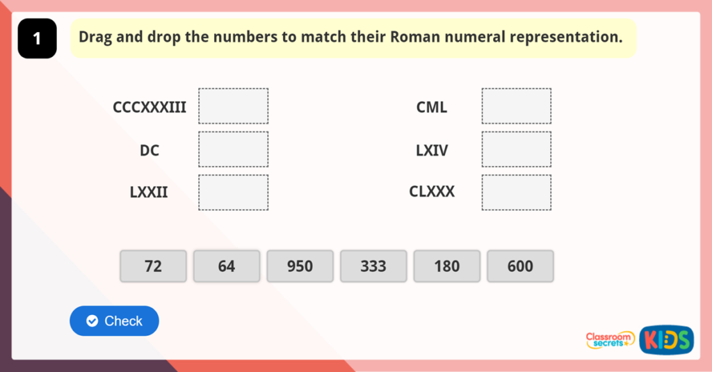 Year 5 Roman Numerals Game