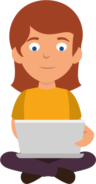 Illustration of a girl using a laptop