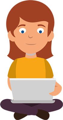 Illustration of a girl using a laptop