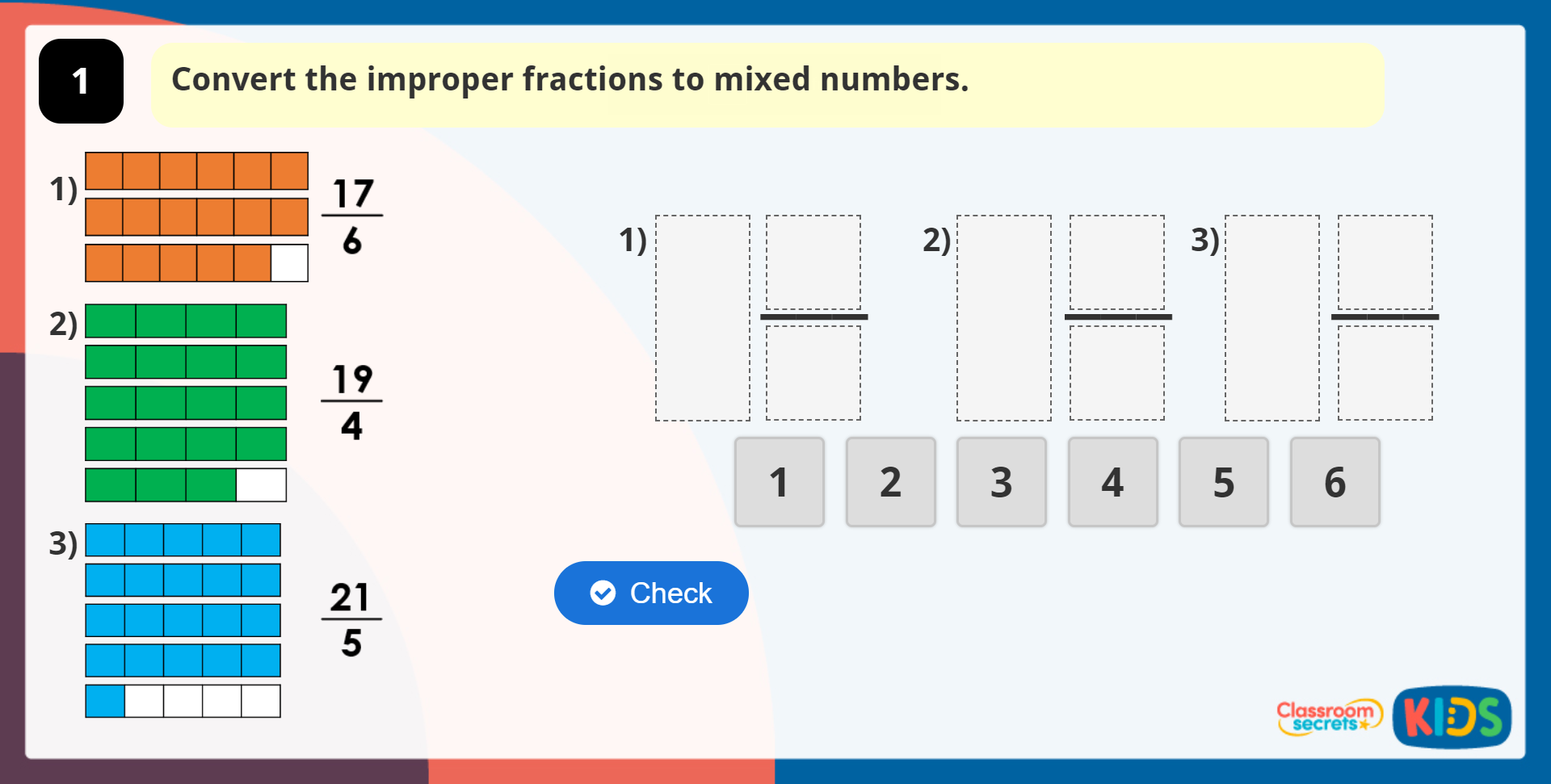Year 5 Improper Fractions to Mixed Numbers - Classroom Secrets Kids