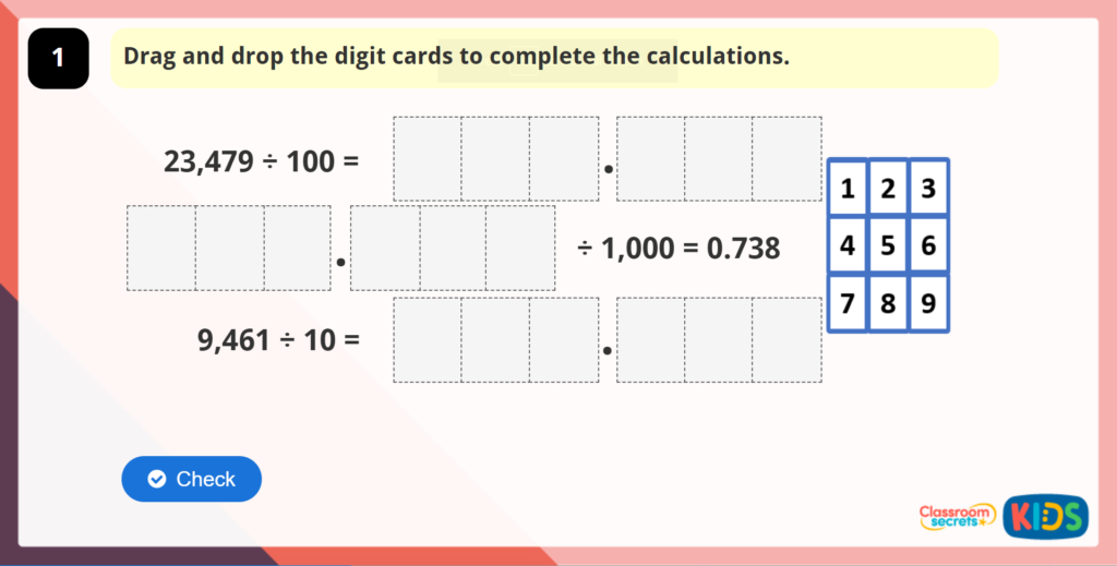 Year 6 Divide by 10 100 and 1000