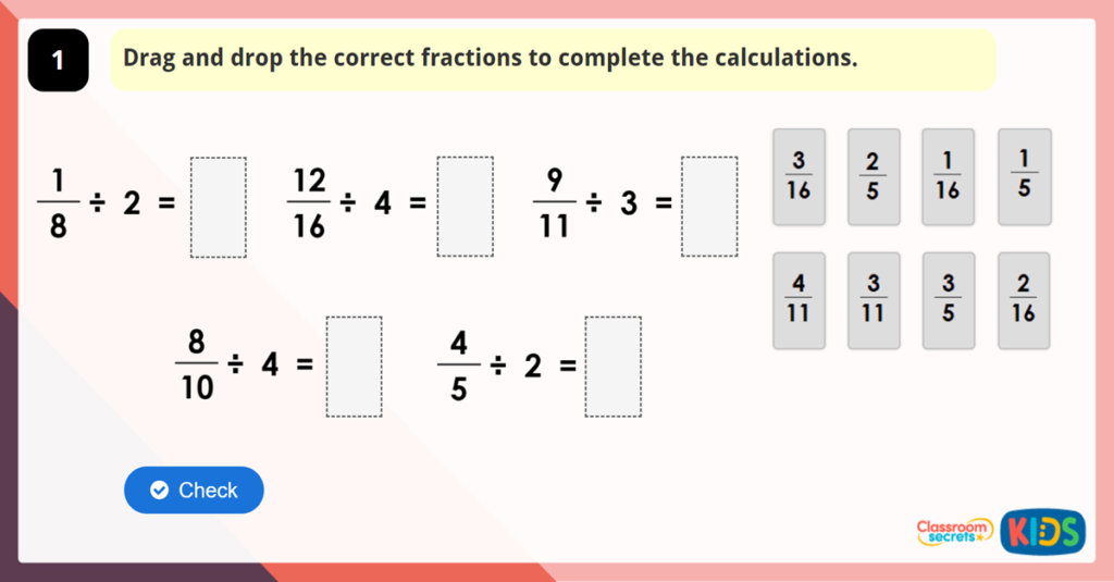 Divide Fractions by Integers Game