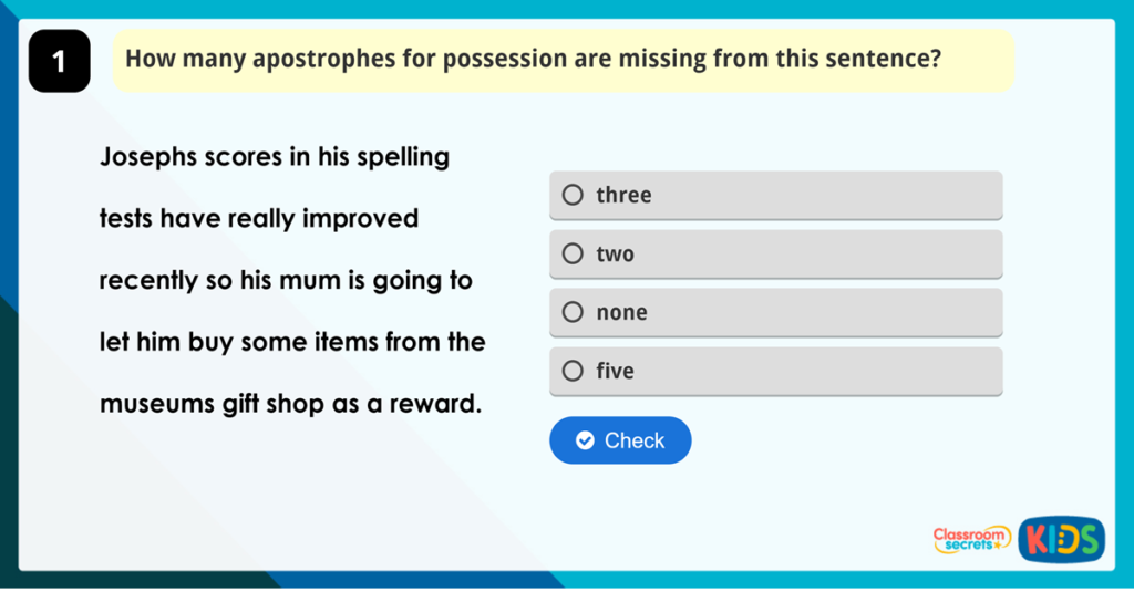 Year 3 Apostrophes for Possession Game