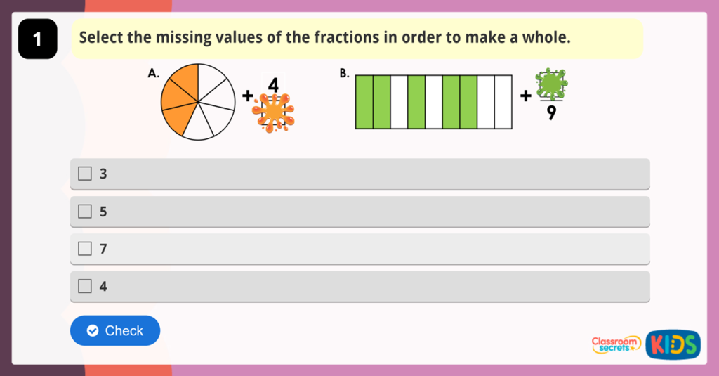 Year 3 Fractions Consolidation Game