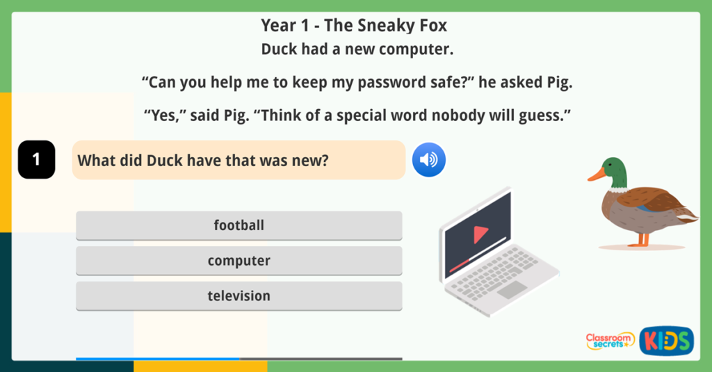Year 1 Online Safety Reading Comprehension
