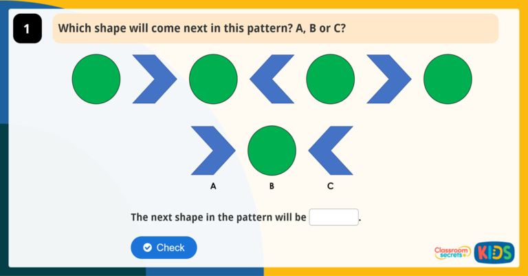 Year 2 Making Patterns with Shapes Game | Classroom Secrets Kids