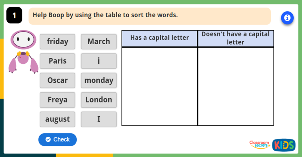 Using Capital Letters Game