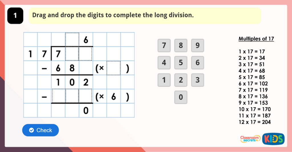 Year 6 Long Division 1 Game