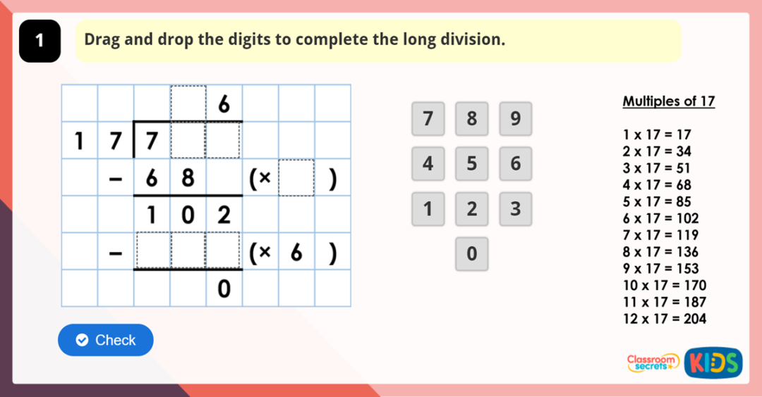 year 6 long division 1 game classroom secrets kids