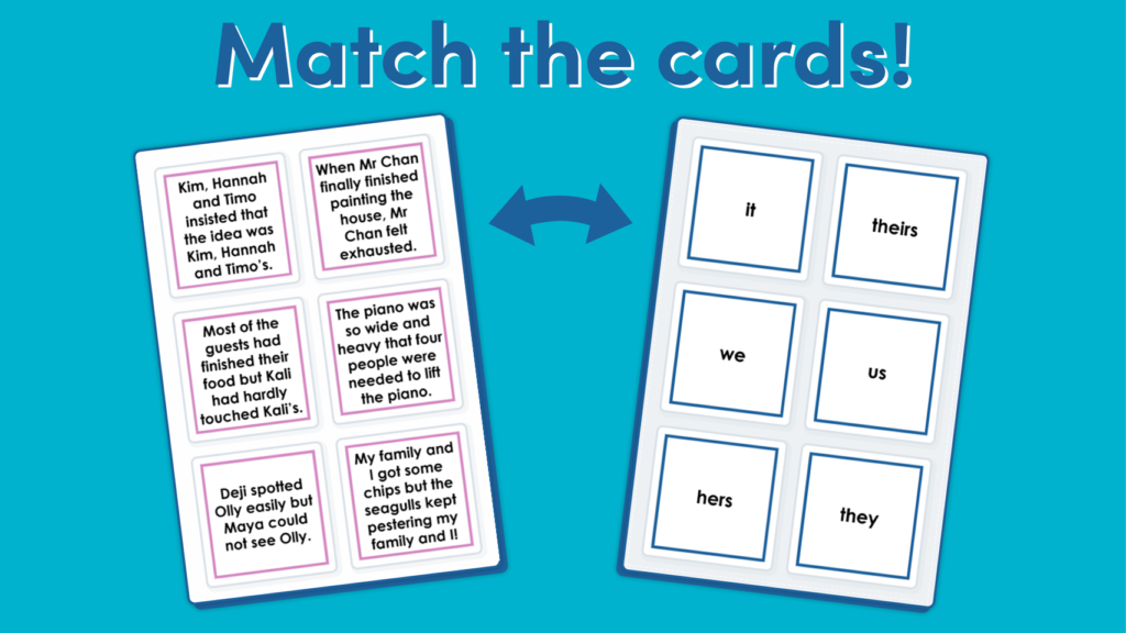 Year 4 Pronouns Matching Cards Game
