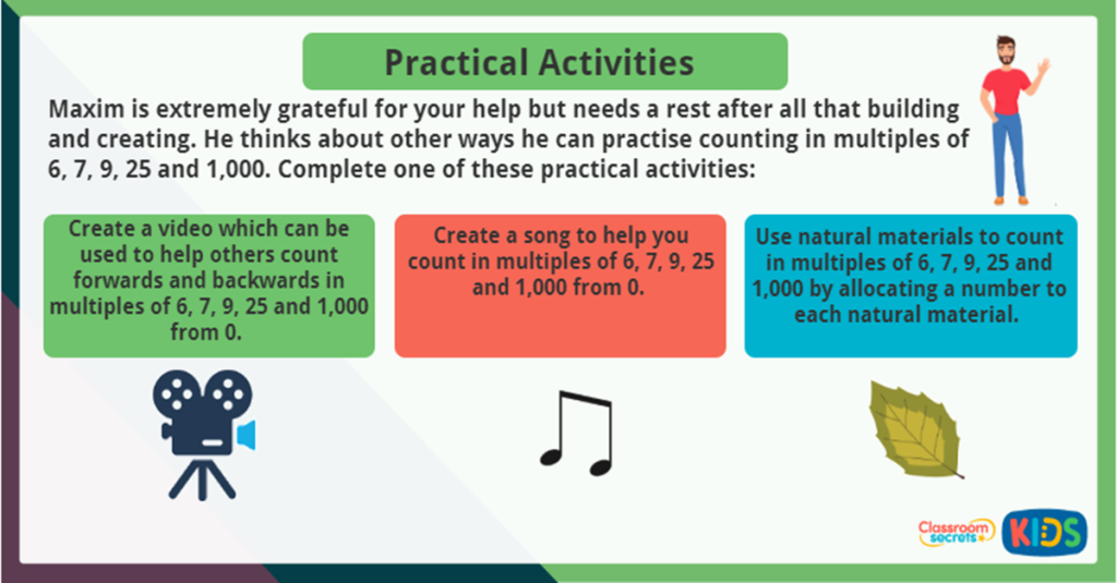 Year 4 Count in Multiples of 6, 7, 9, 25 and 1000 Practical Activity