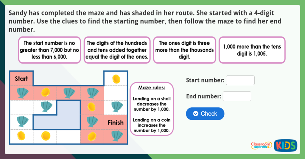 Year 4 Find 1 000 More Or Less Than A Given Number Maths Challenge Classroom Secrets Kids