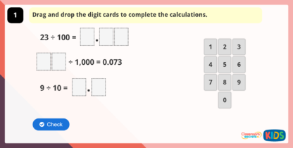 Year 5 Divide by 10, 100 and 1,000 Game