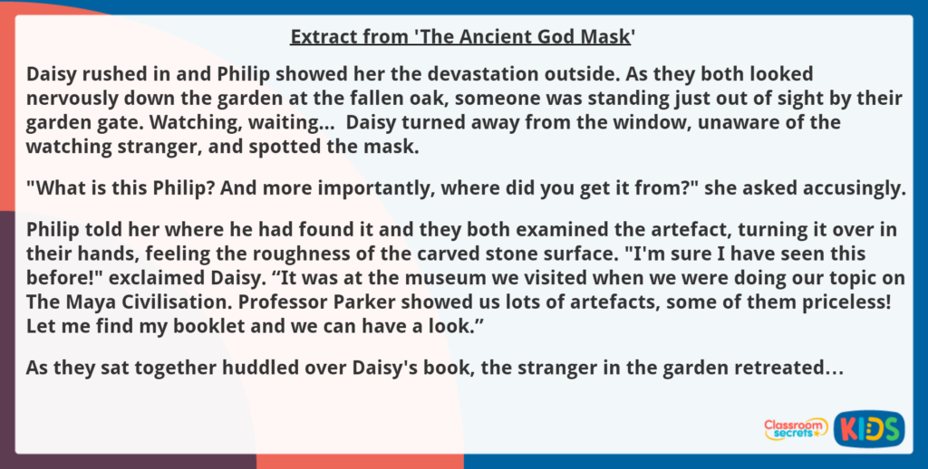 Year 5 Word Meanings Reading Comprehension Activity The Ancient God Mask