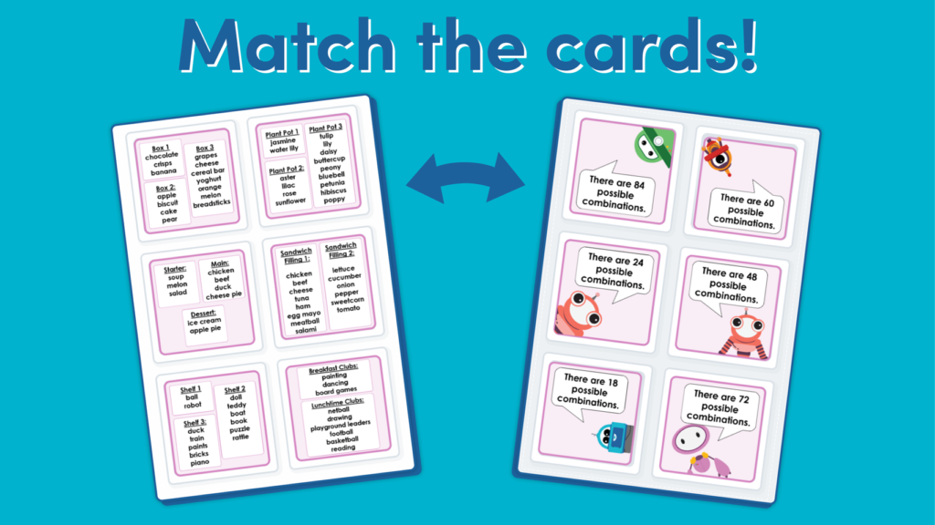 Year 4 Combinations Matching Cards Game