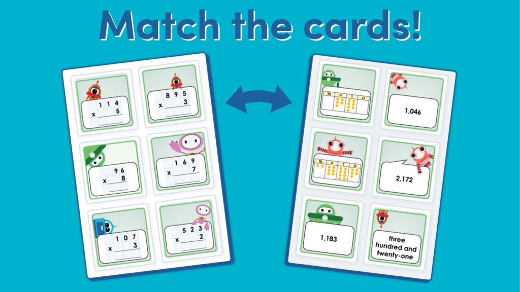 Year 4 Matching Multiply 2 and 3 Digits Game