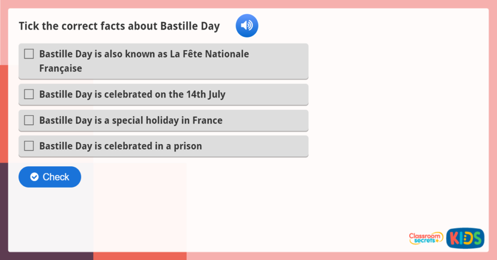 KS1 Bastille Day Comprehension