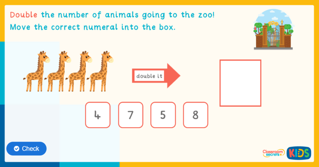 Reception Number Doubles Game Classroom Secrets Kids