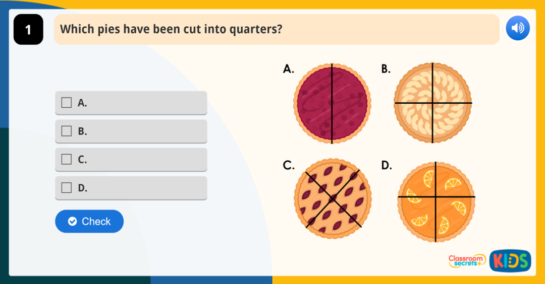 Year 1 Find a Quarter of a Shape Game Classroom Secrets Kids