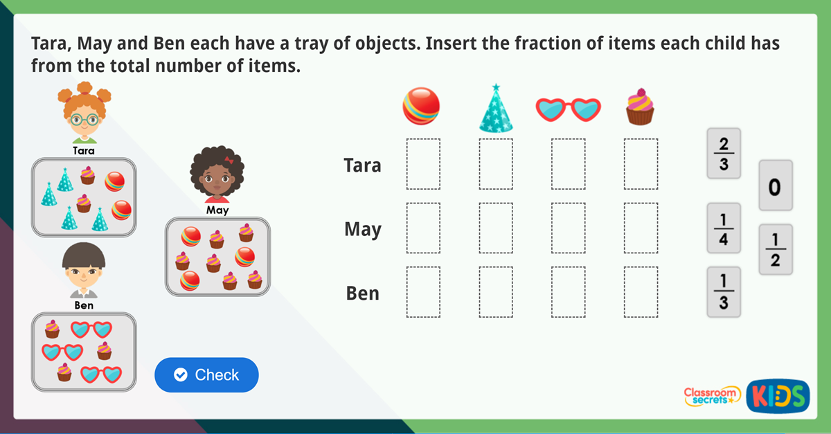 year 2 find fractions maths challenge classroom secrets kids