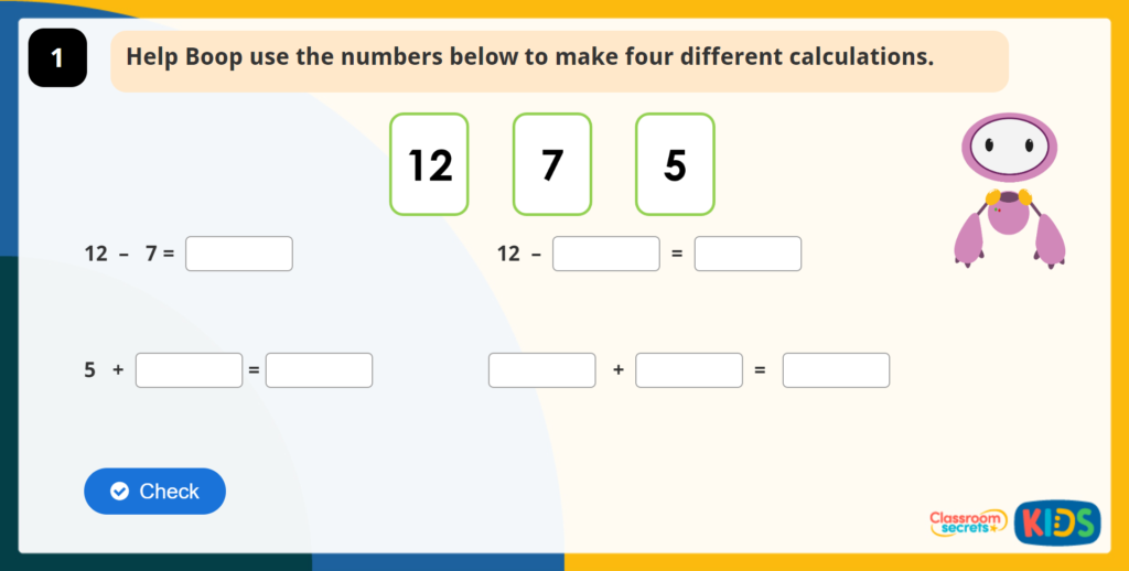Year 2 Inverse Addition and Subtraction Game 1