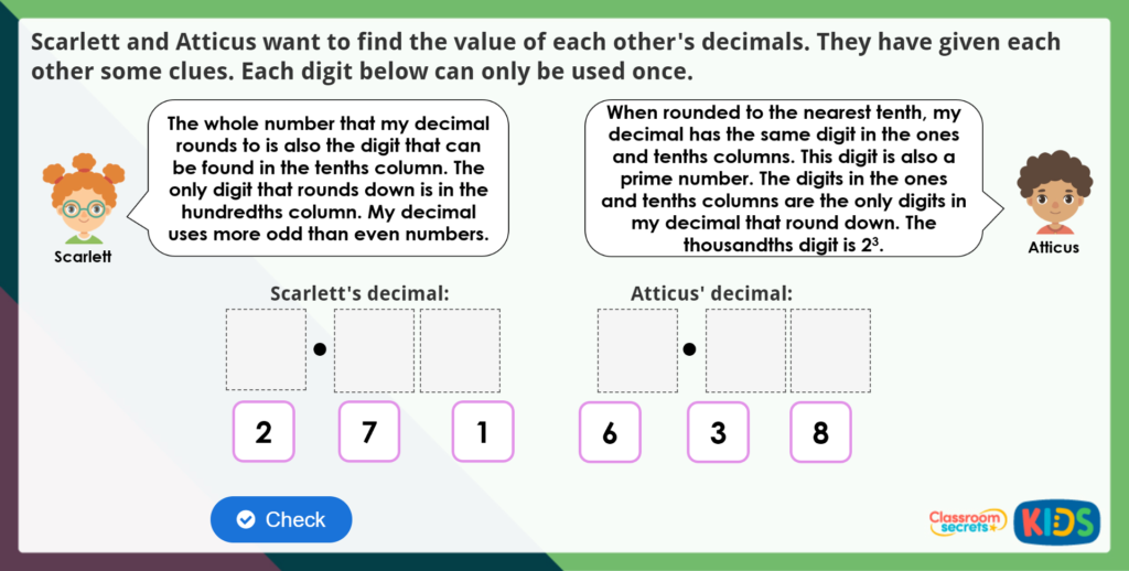 Year 5 Rounding Decimals Maths Challenge