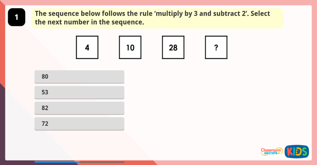 Year 6 Linear Number Sequences Game