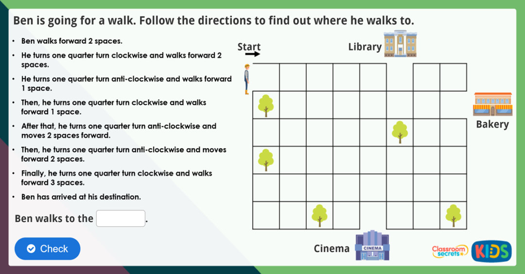 position and direction homework year 2