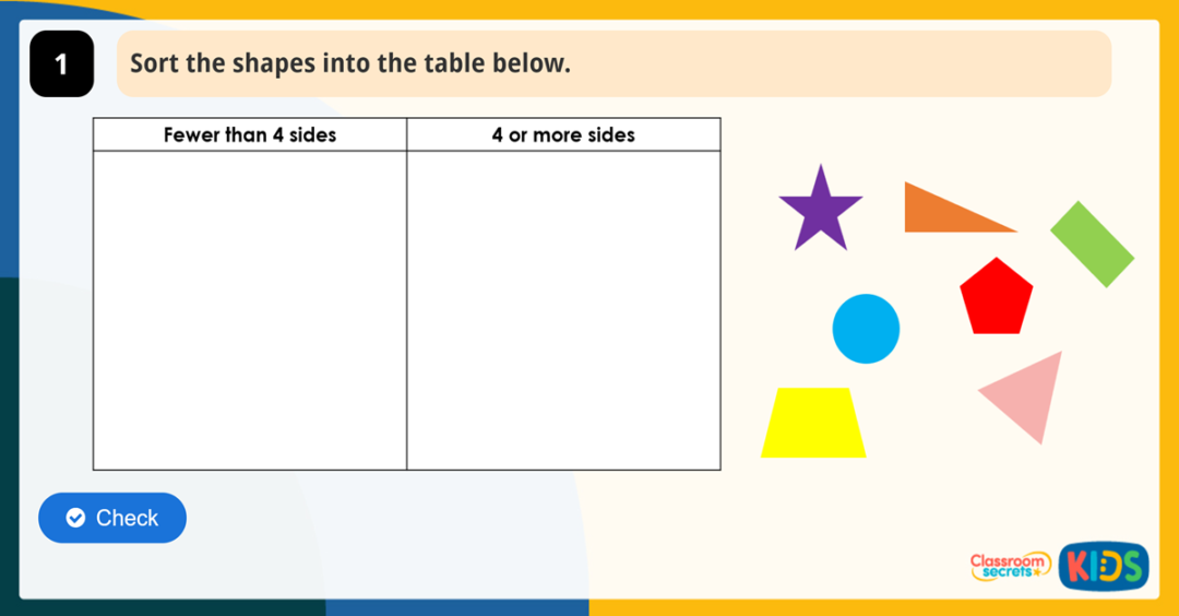 Year 2 Sort 2D Shapes Game | Classroom Secrets Kids