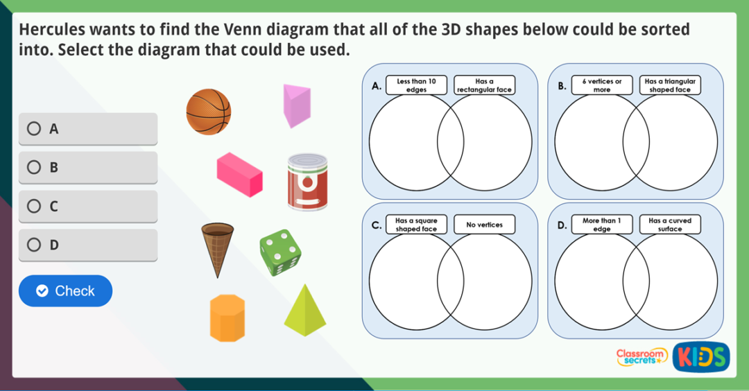 Year 2 Sort 3D Shapes Maths Challenge | Classroom Secrets Kids