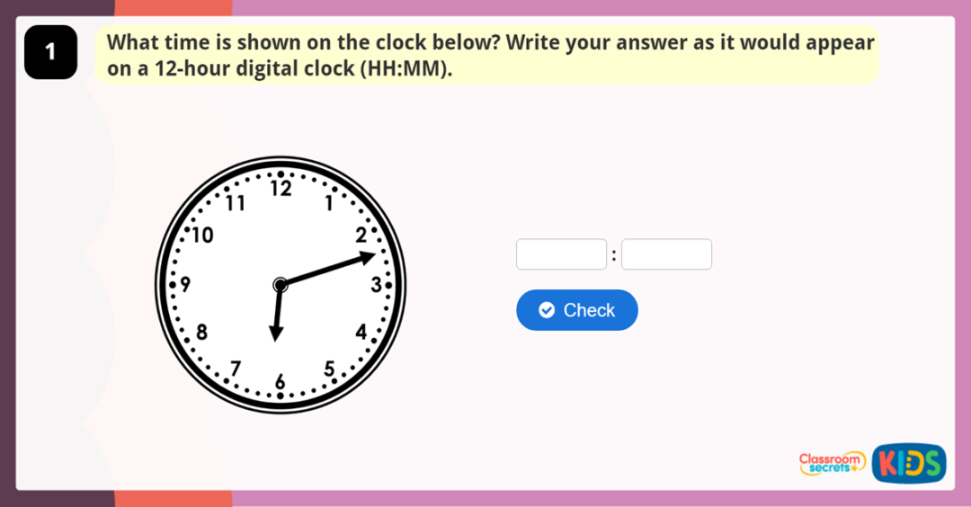 O'Clock and Half Past Game 2 Classroom Secrets Kids