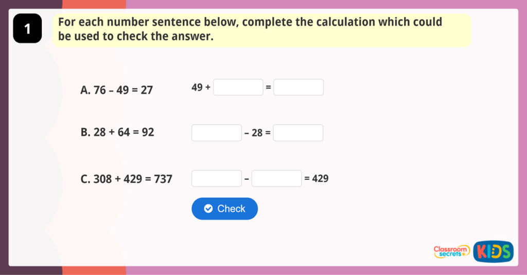 Year 3 Check Answers Game