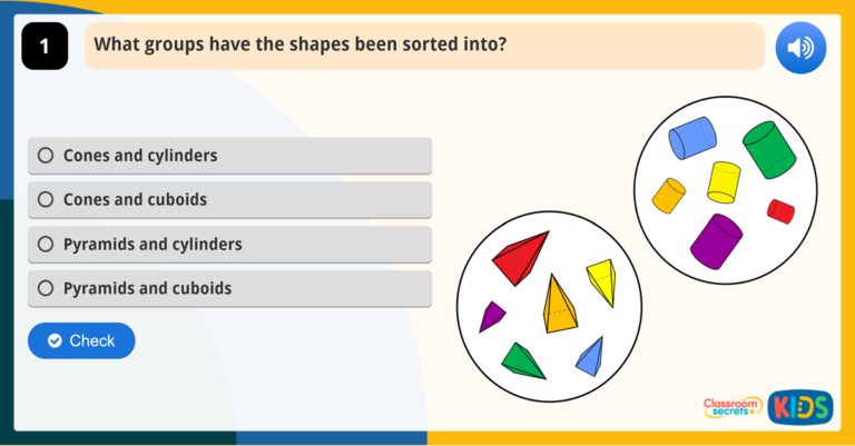 Year 1 Sort 3D Shapes Game | Classroom Secrets Kids