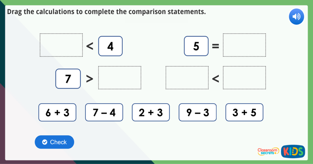 Year 1 Compare Statements 1 Maths Challenge Classroom Secrets Kids