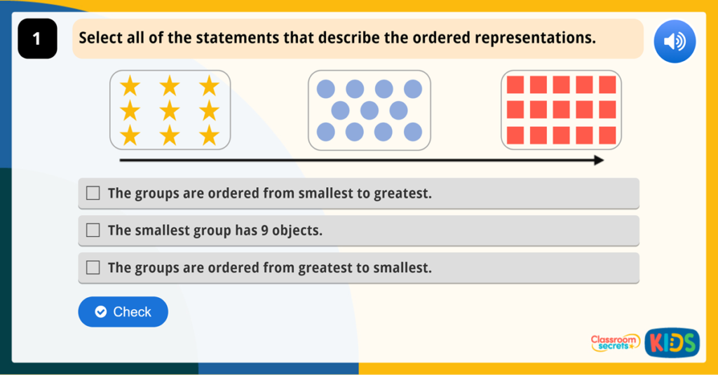 Year 1 Order Groups of Objects Game