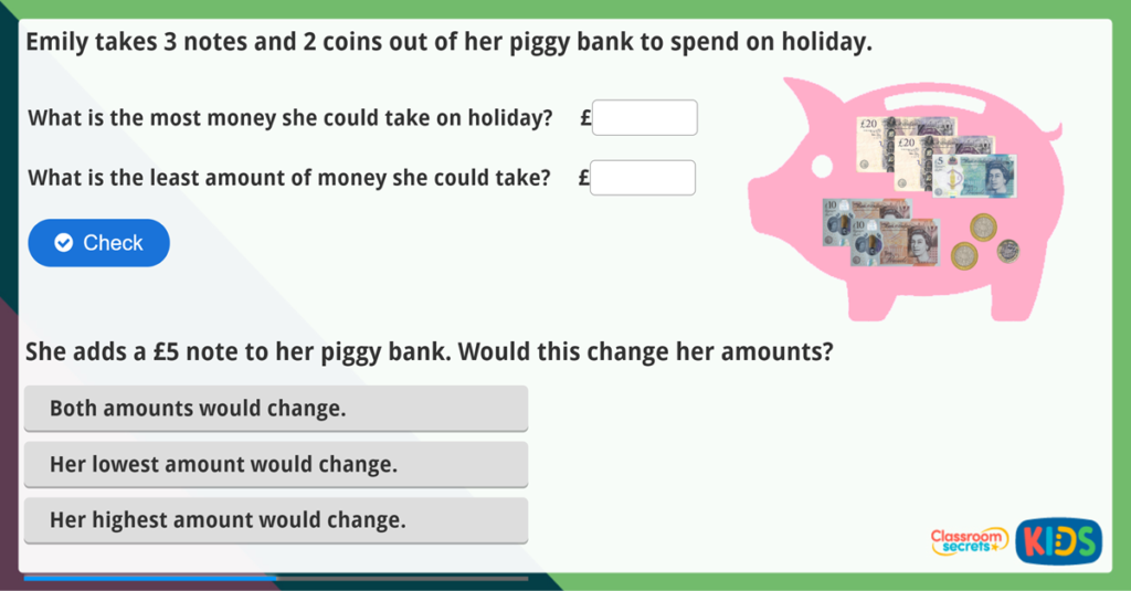 Count Money (Pounds) Maths Challenge