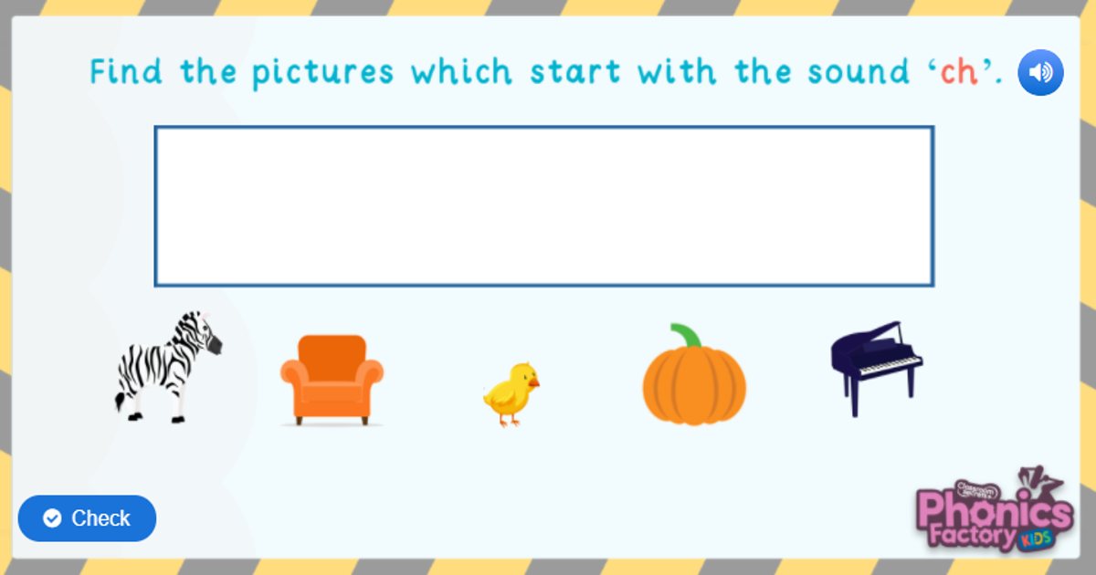 Phonics Phase 3 ch Sound Game in the Phonics Factory Classroom