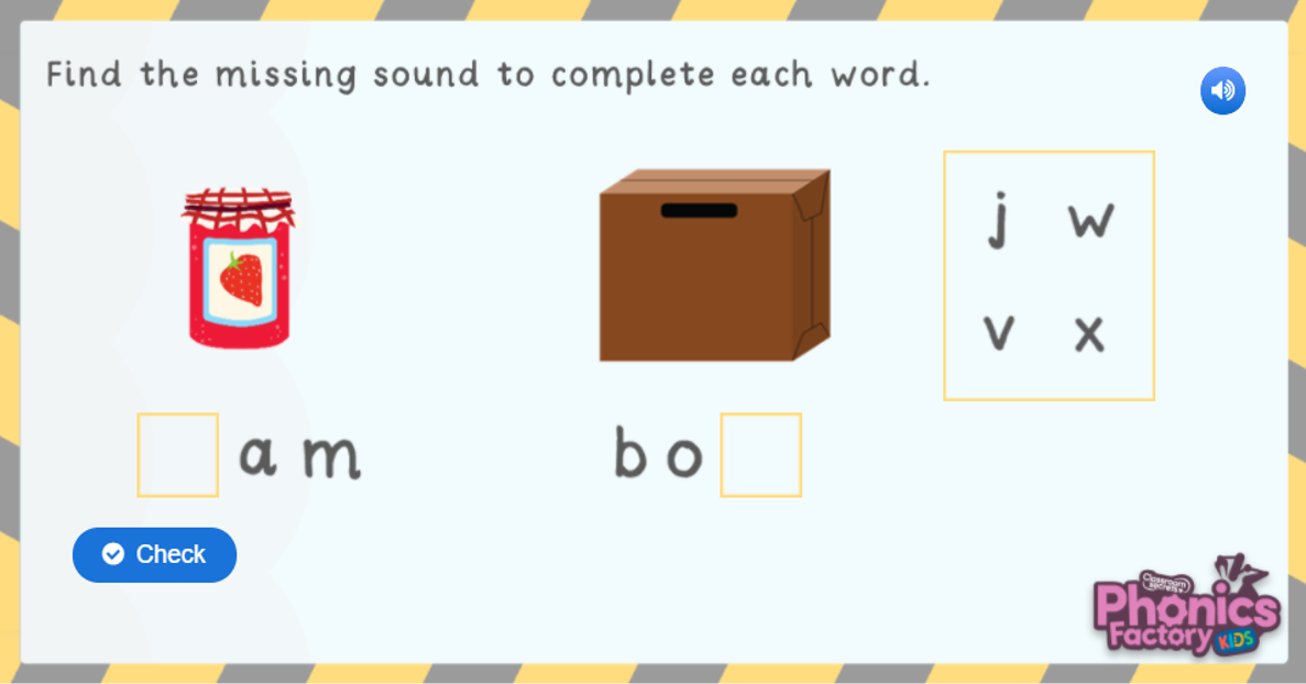 Phonics Phase 3 Set 6 Sound Game in the Phonics Factory Classroom